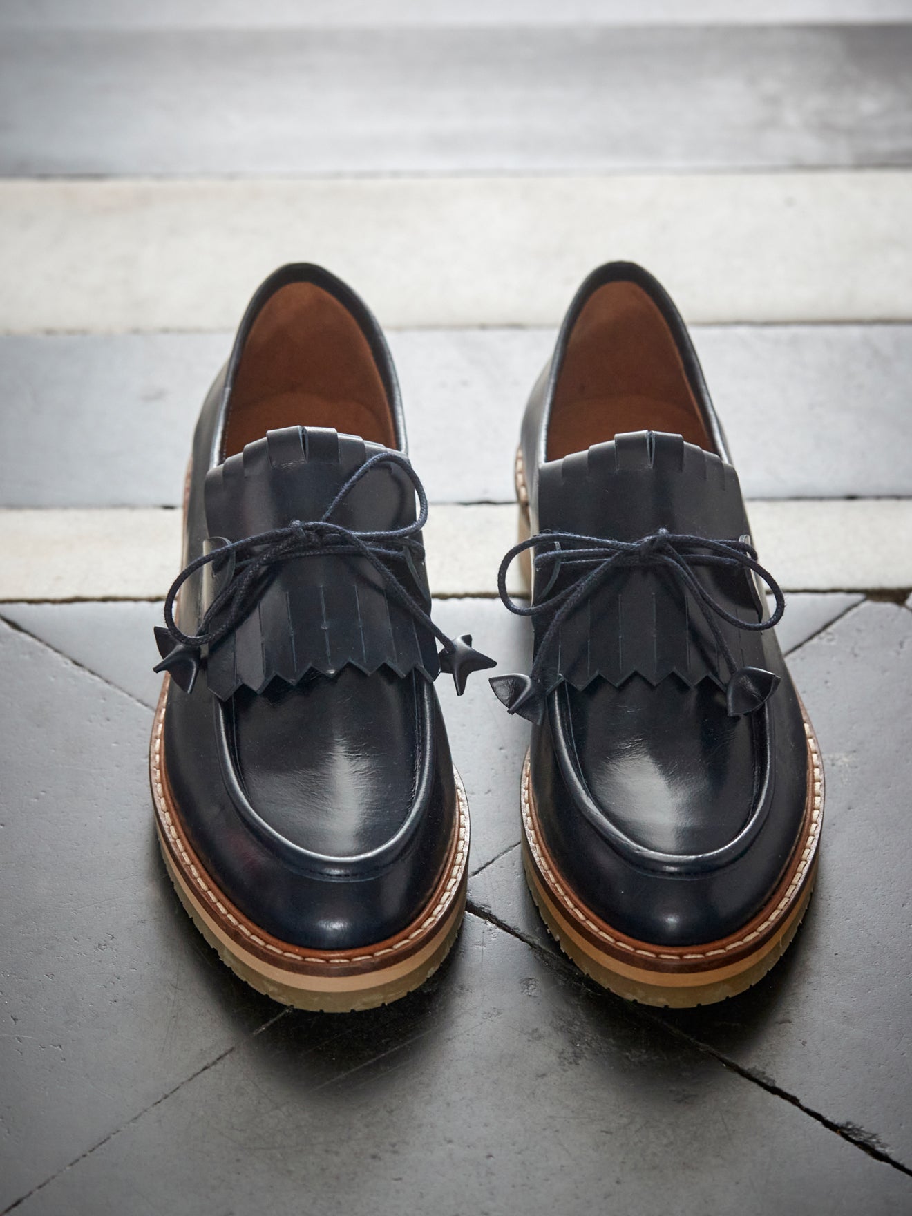 Derbies plateau cuir femme