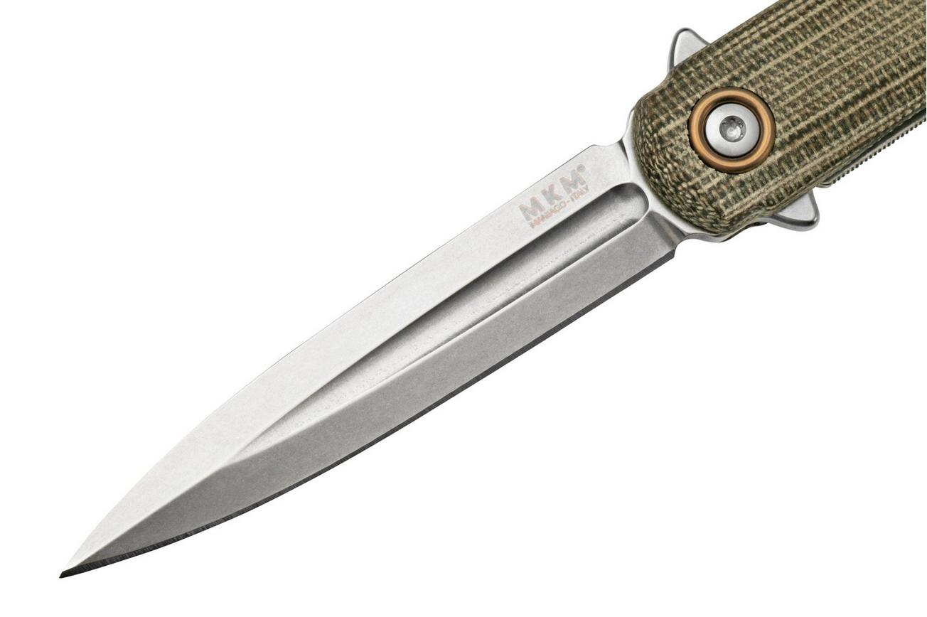 MKM Flame Light FL02L-GC dagger, green micarta, zakmes