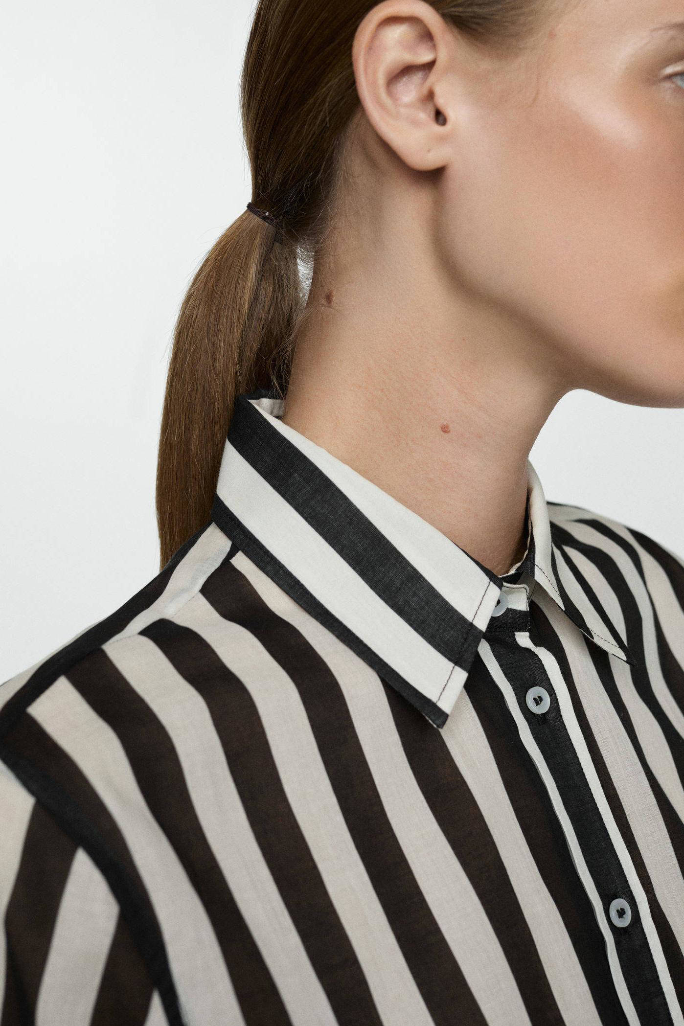 Mango gestreepte blouse zwart/wit