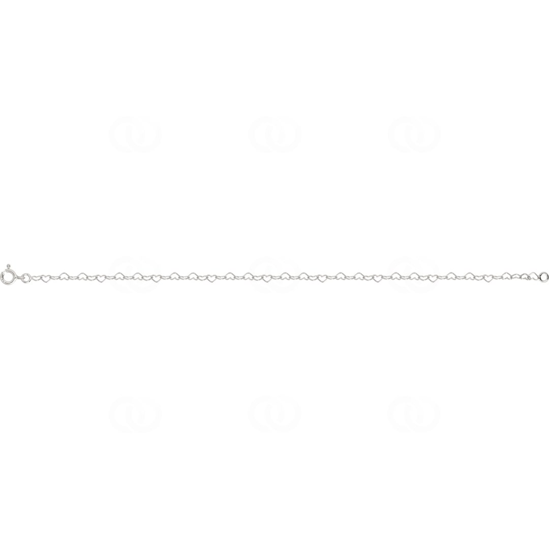 Fusskette Fantasie 925 Silber rhodiniert Herz 26cm