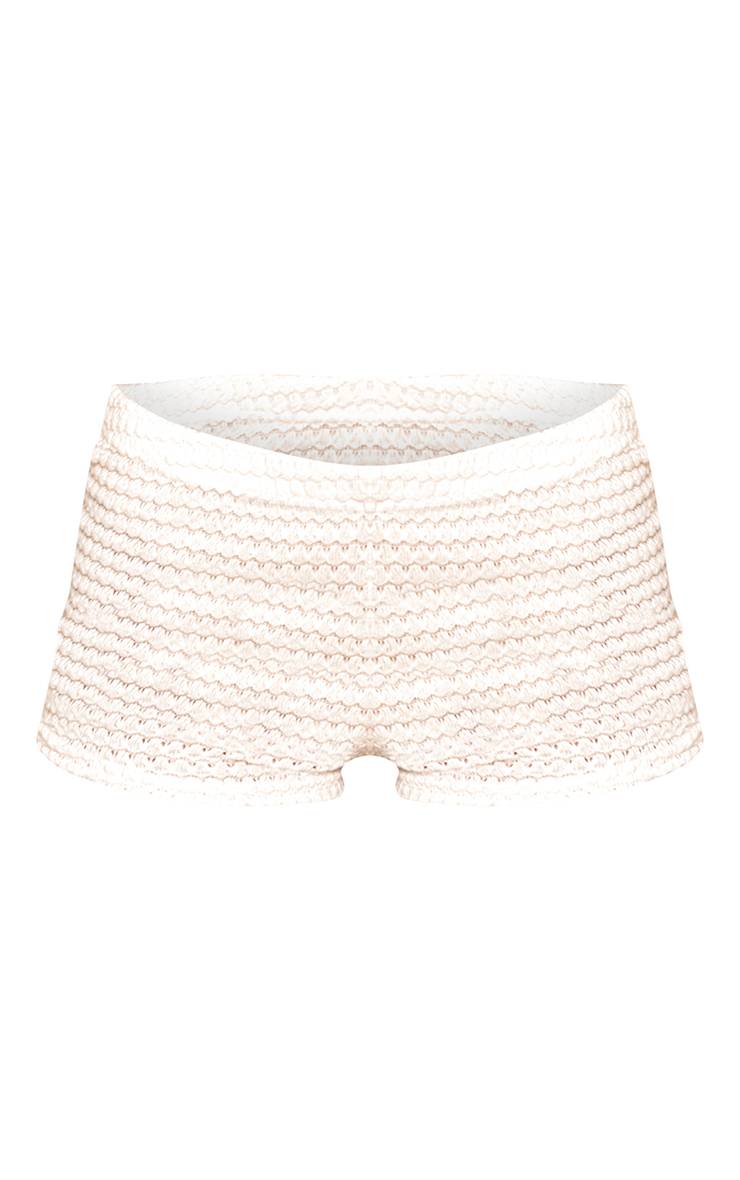 Crème Ensemble Short Taille Élastiquée Texturé Assorti