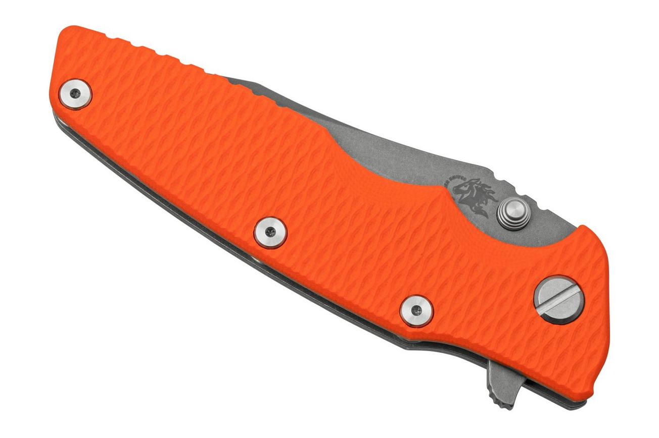 Rick Hinderer Eklipse 3.5” Spearpoint S45VN, Working Finish, Orange G10, zakmes