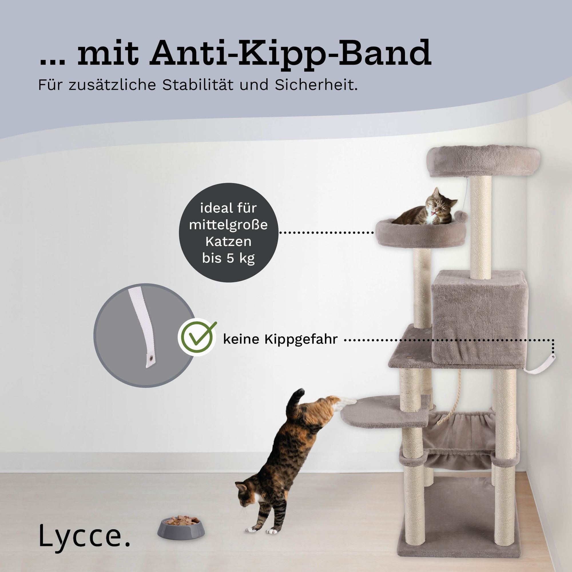 Lycce Kratzbaum ROYAL Katzenbaum mit Höhle und Hängematte, 145 cm