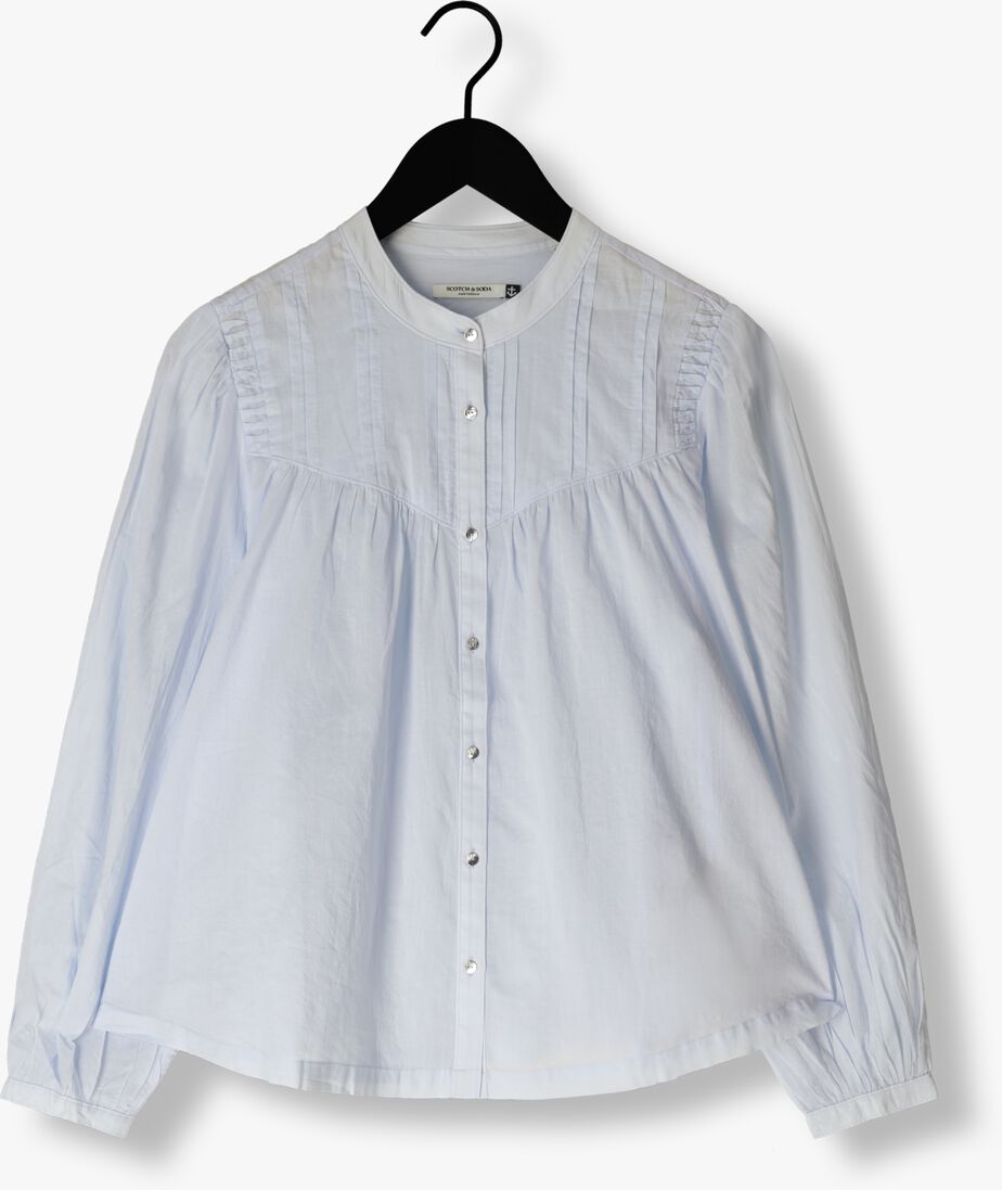 SCOTCH & SODA lichtblauwe scotch & soda blouse shirt with pin tuck yoke and gathering