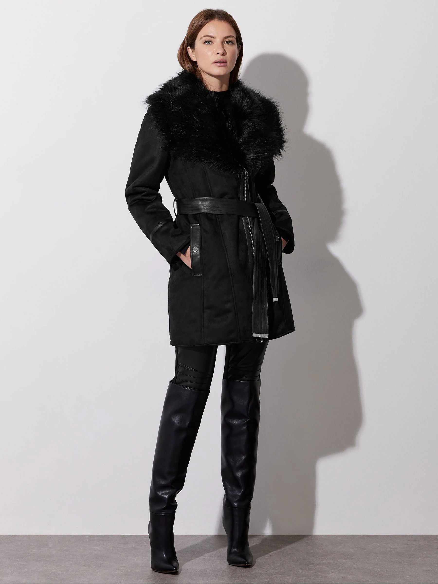 Star by Julien MacDonald Faux Fur Collared Coat