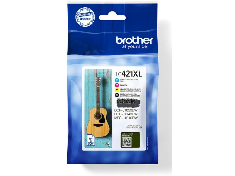 Brother Tinte LC421XLVAL BK, C, M, Y Tinte, Schwarz, Cyan, Magenta und Gelb