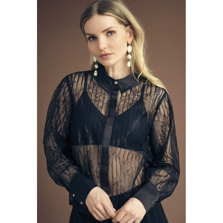 A-VIEW Florence lace shirt Black
