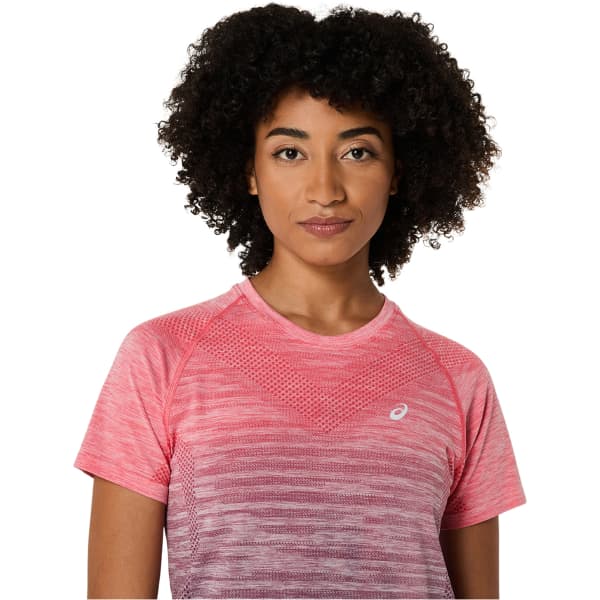 T-shirt running ASICS SEAMLESS SS TOP W CORAL REEF/GREYISH PURPLE