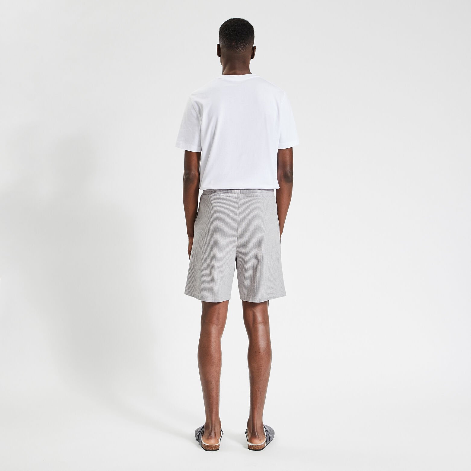 Short en maille matière gaufrée Gris clair