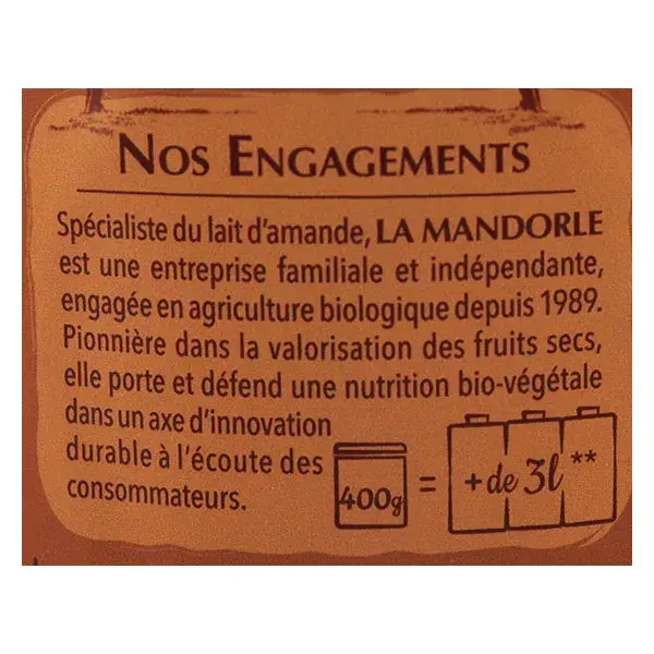 La Mandorle Bebida Instantânea em Pó Leite de Amêndoa Chocolate Orgânico 400g