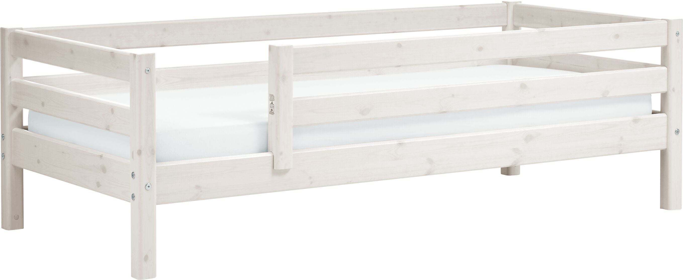Flexa CLASSIC Einzelbett - White Wash / B: 100.0 cm x T: 210.0 cm x H: 67.0 cm