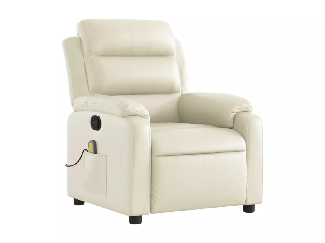 Fauteuil inclinable massant Crème Similicuir