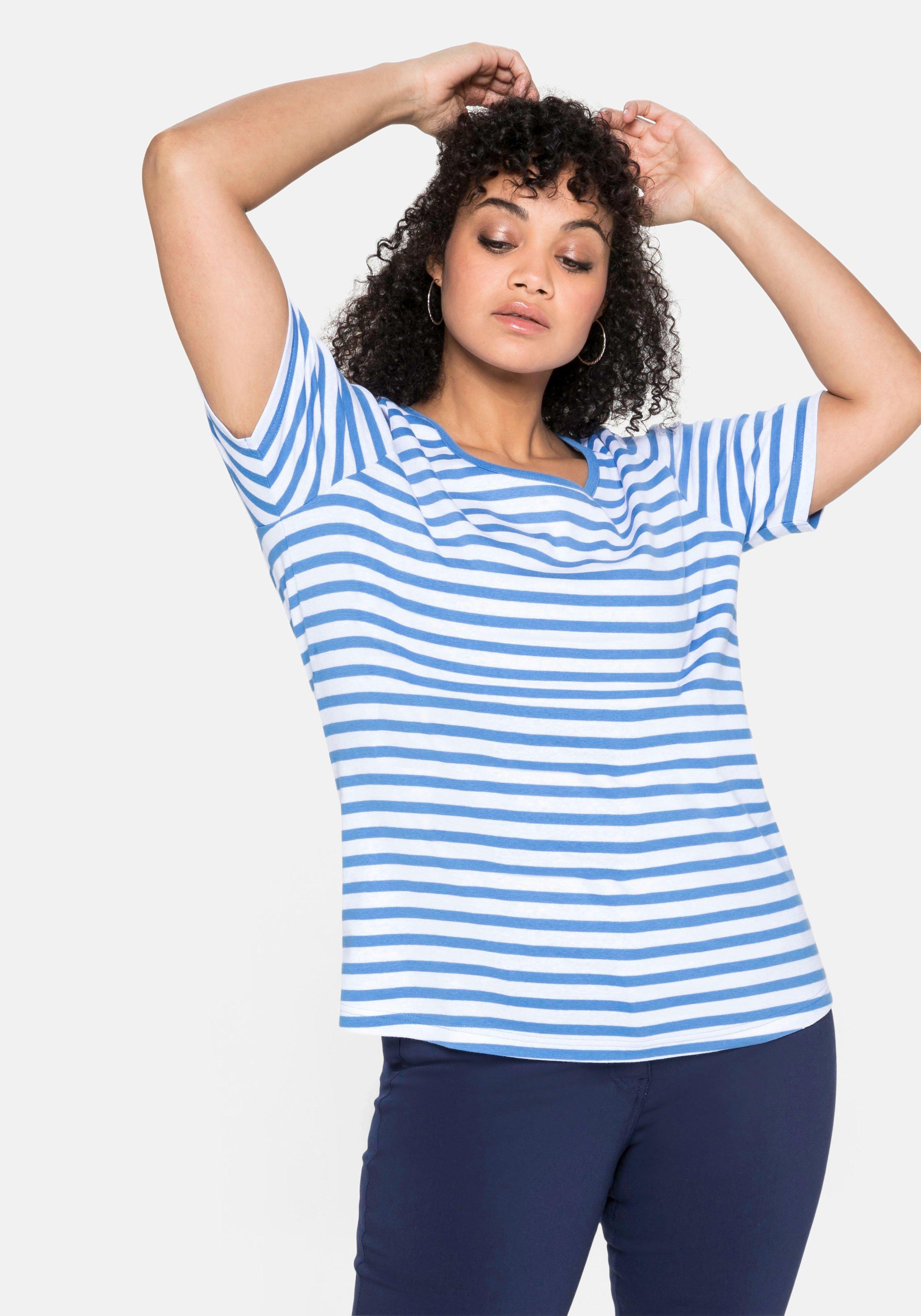 T-Shirt mit Streifen und Rundhalsausschnitt