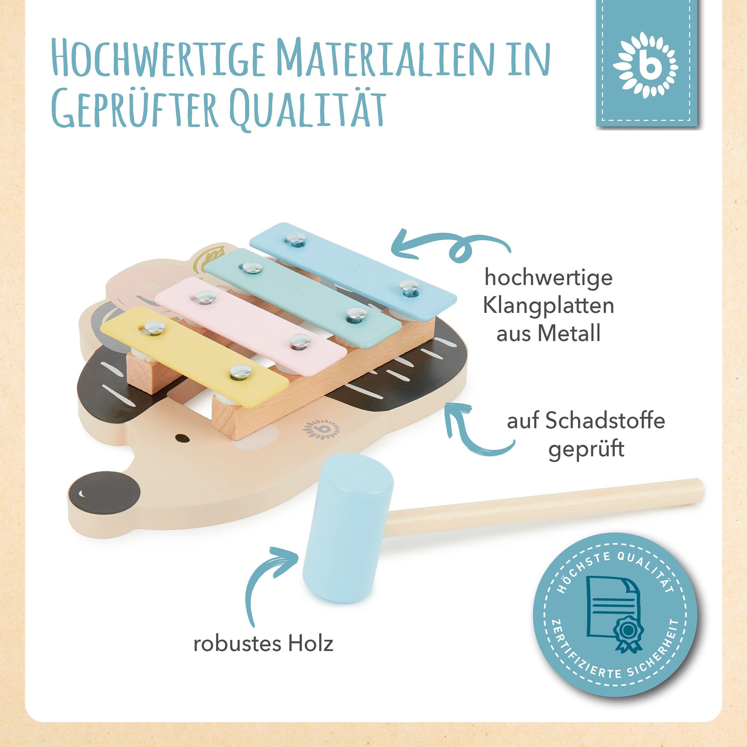 Bieco Xylophon Igel - ab 12 Monate Mehrfarbig