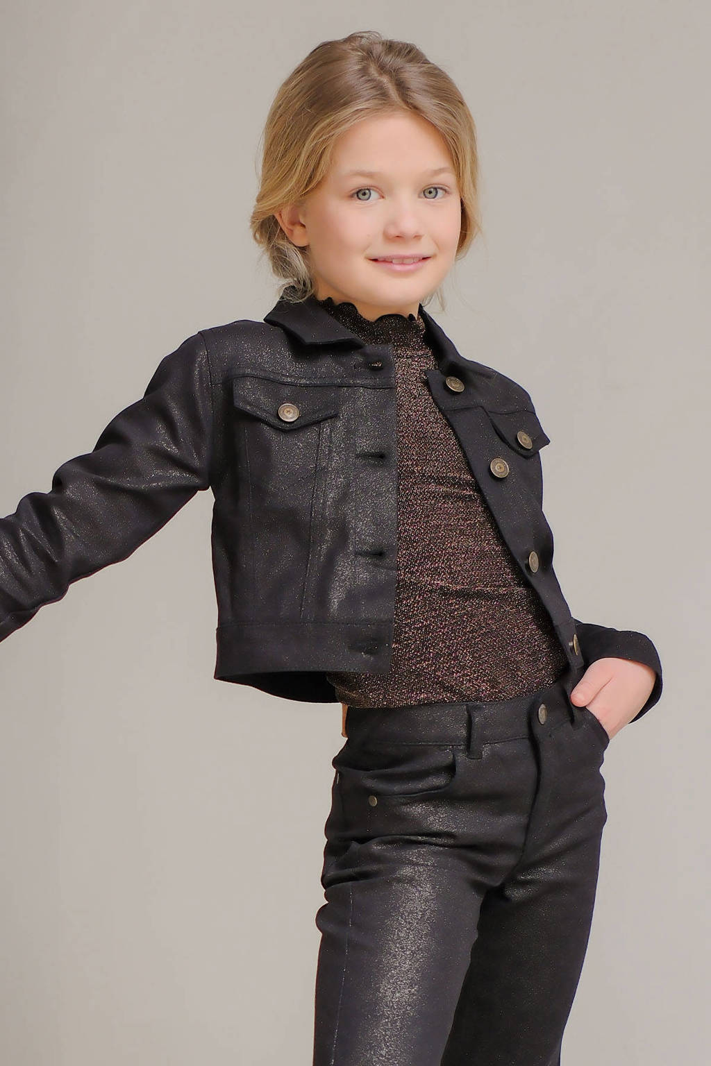 Like Flo top Elena met glitters bruin goud