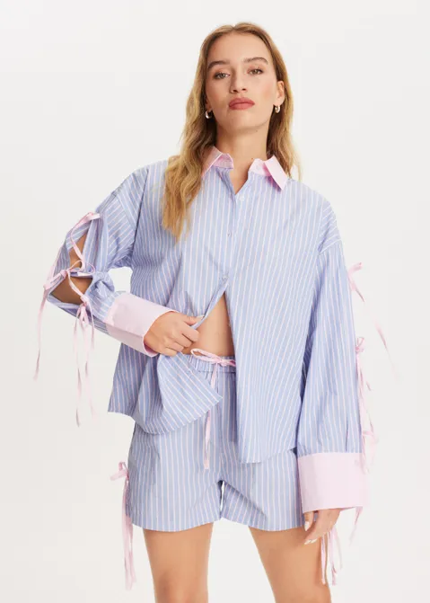 Blouse met strikmouwen assorti (ASSOR)