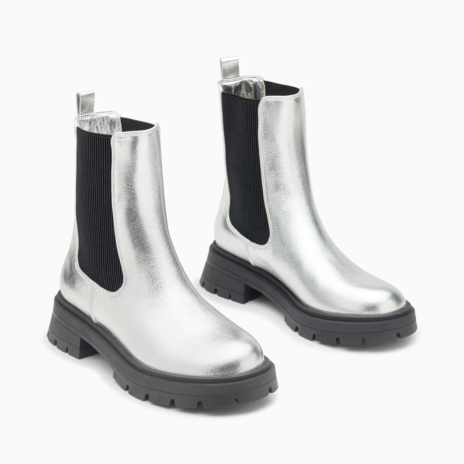 Bottines-Bottines Chelsea Phoebe argent à semelle oversize