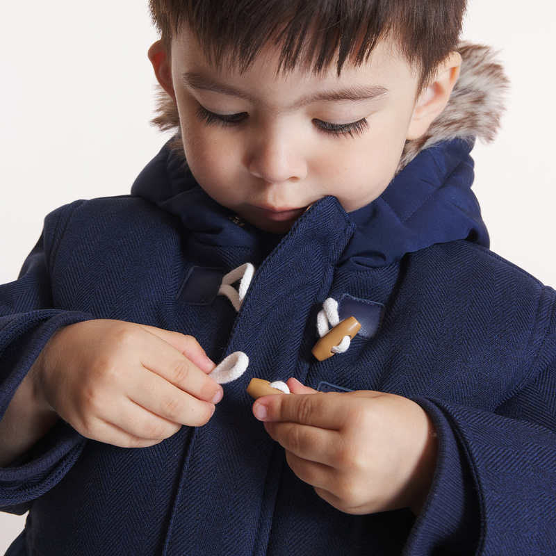 Manteau de ville imperméable à capuche bleu bébé garçon