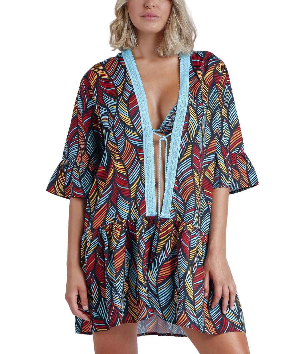 Caftan de plage Ethnic Feathers Admas