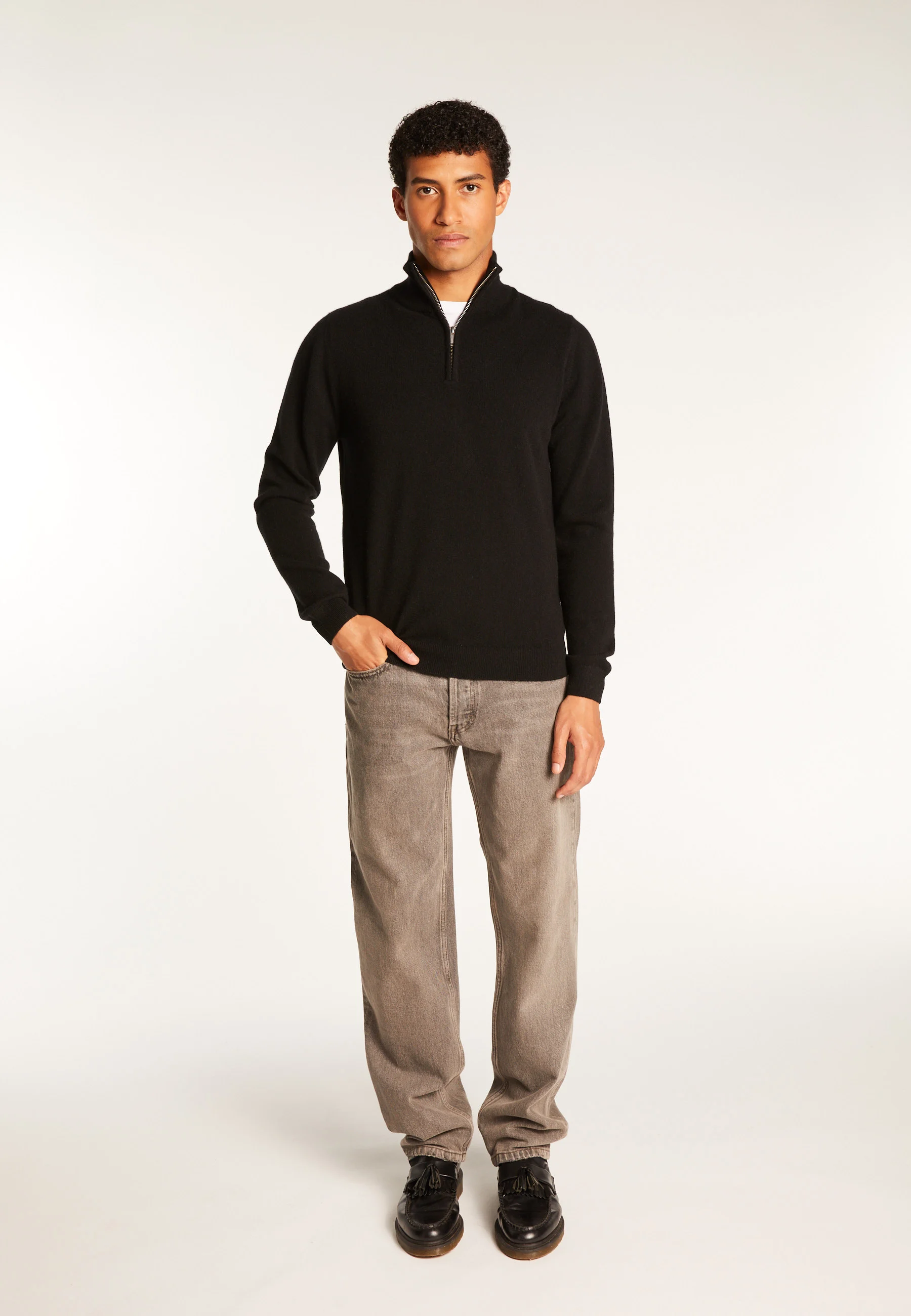 EMILEAH24 - Pull camionneur en cachemire | Noir