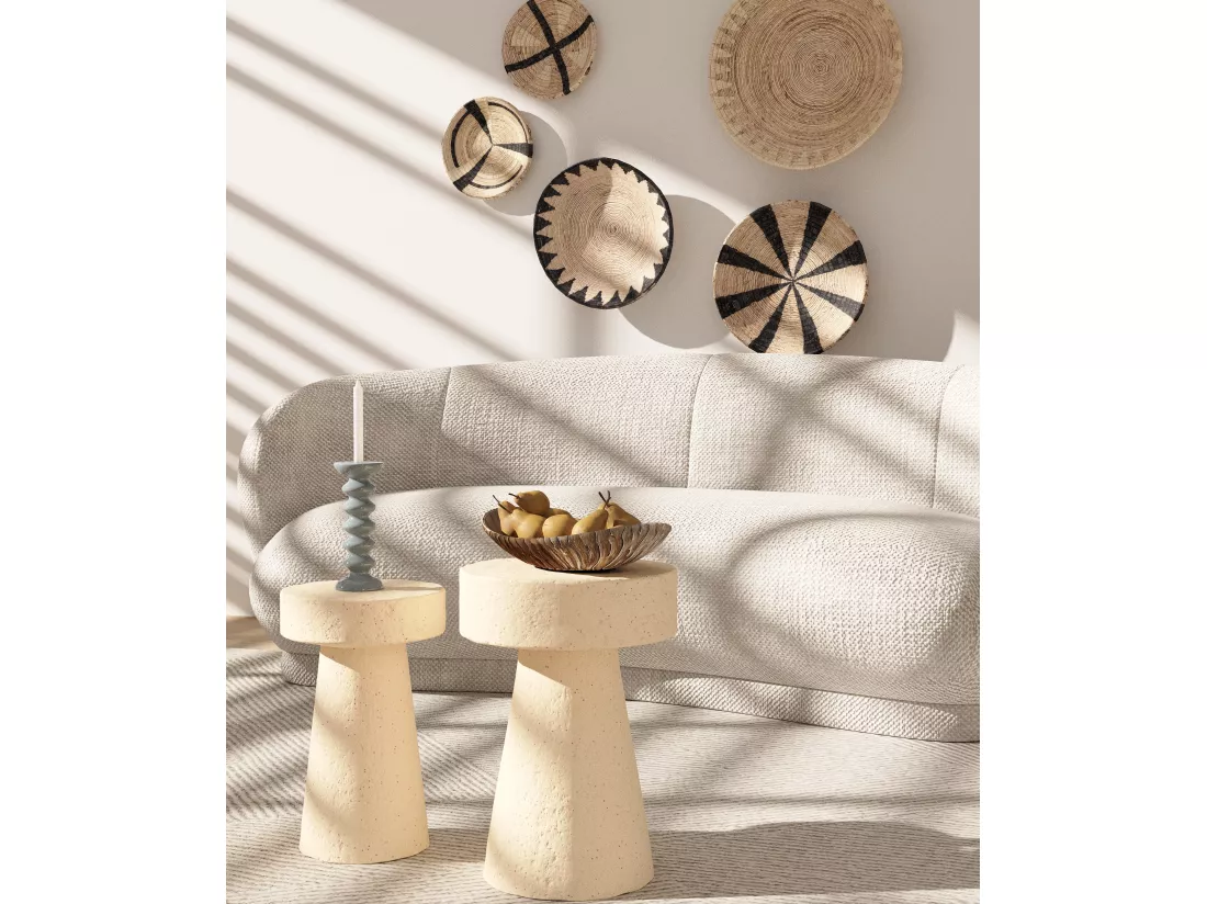 ANEMONE - Petite table d’appoint ronde design en magnésie mouchetée rose