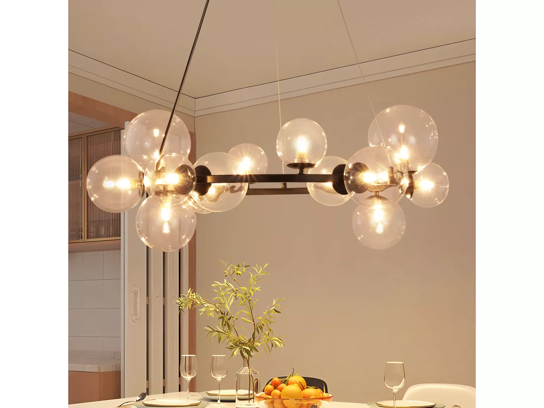 NETTLIFE Suspension table à manger lampe suspendue salon - G9 14 flammes escalier transparent moderne