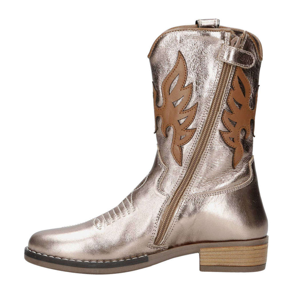 Gattino leren cowboylaarzen brons metallic