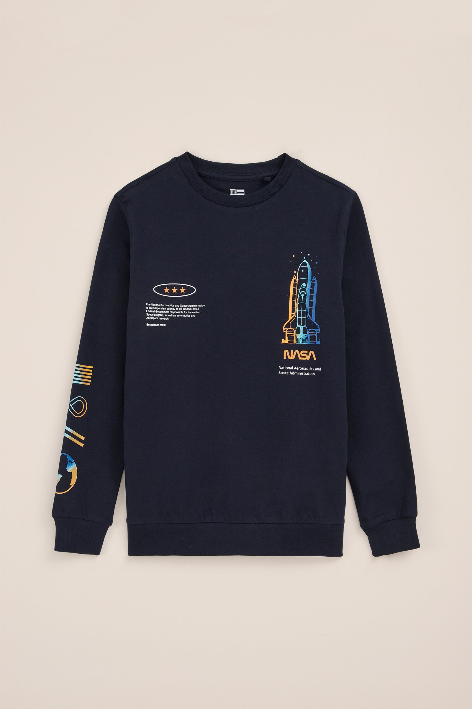 Jongens NASA®-T-shirt met opdruk Blue Ridge Donkerblauw