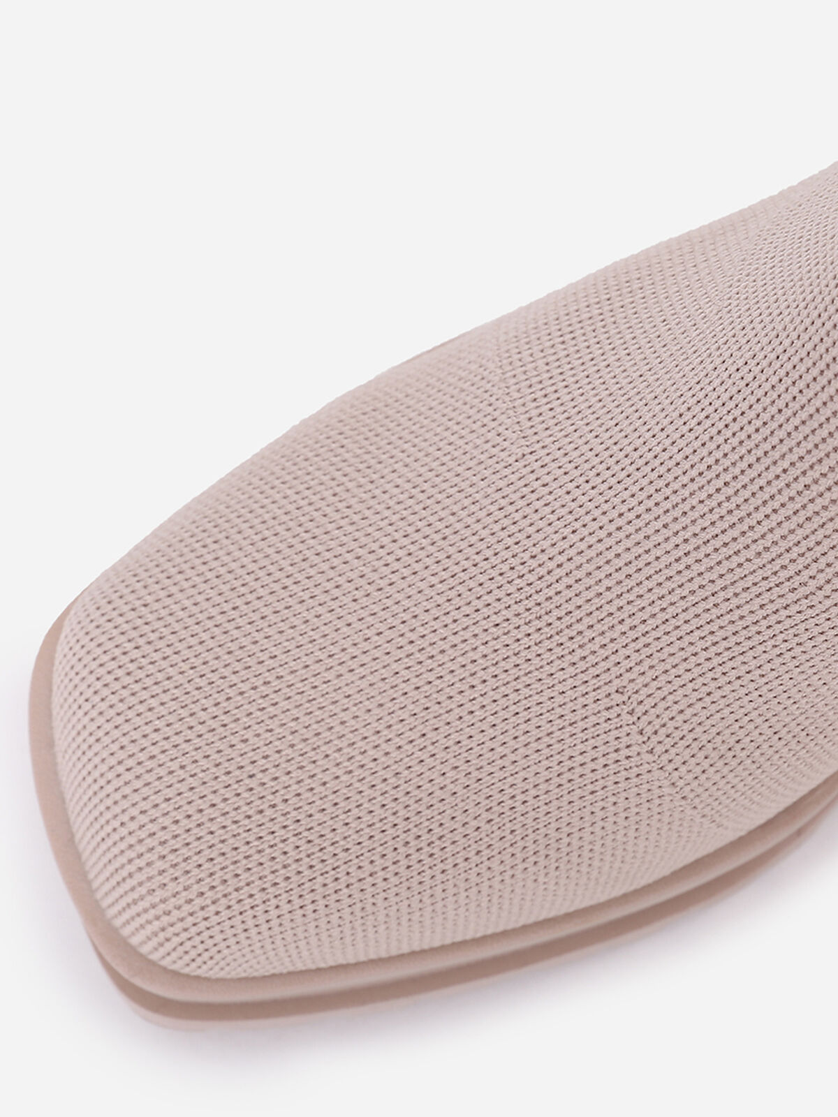 Bottines chaussettes à talon trapèze- Beige