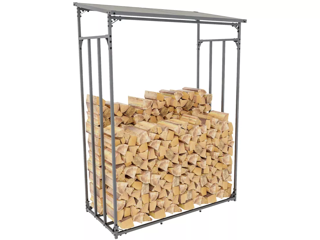 Etagère bois de cheminée - Métal - 130 x 70 x 185cm - Anthracite - Ruston