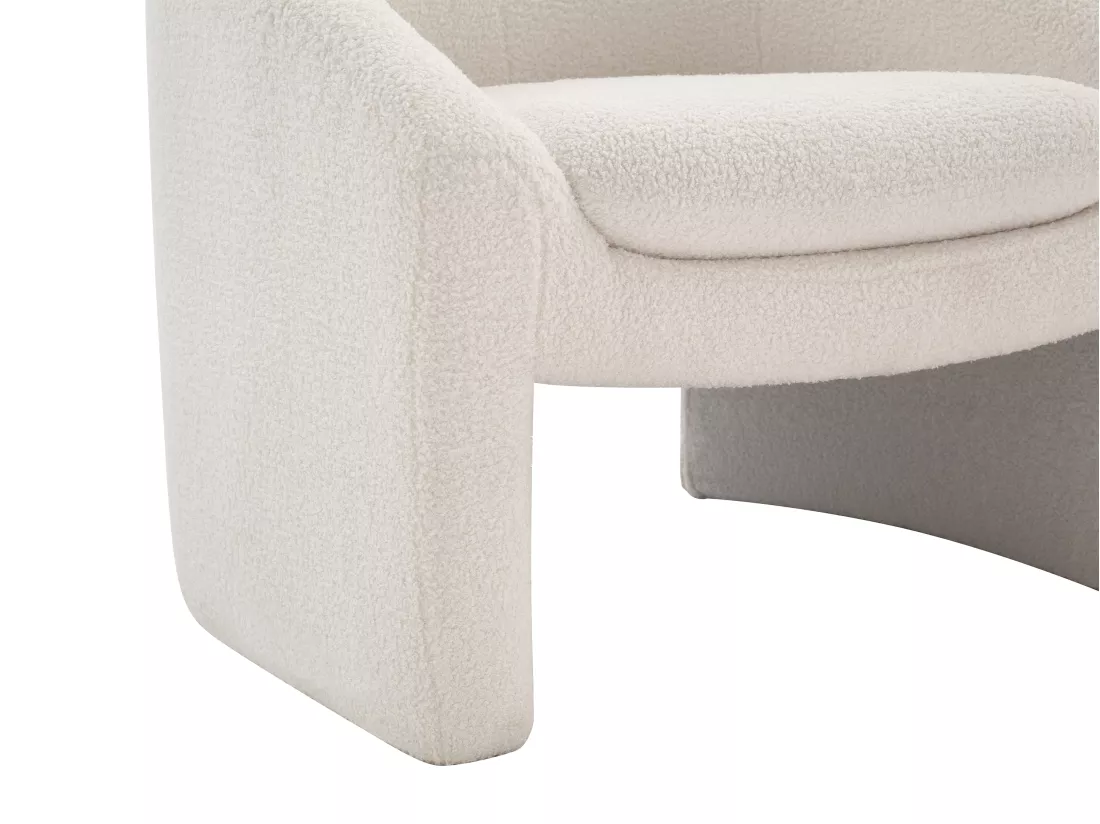 Canapé 2 places et fauteuil en tissu bouclette blanc OSSANA