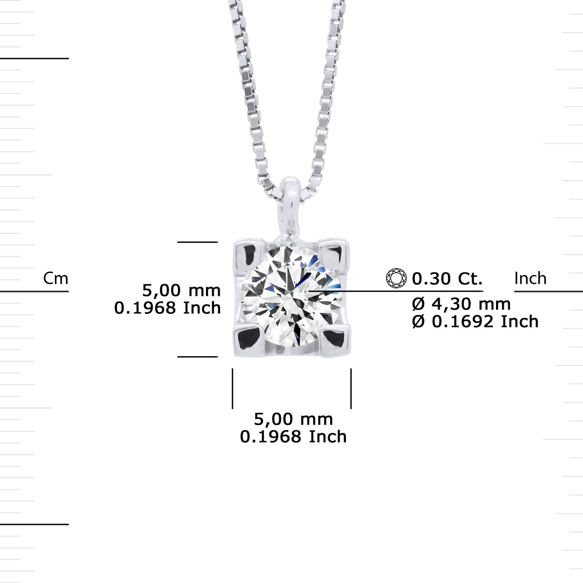 Collier Solitaire Diamant 0,30 Cts Or Blanc 18 Carats