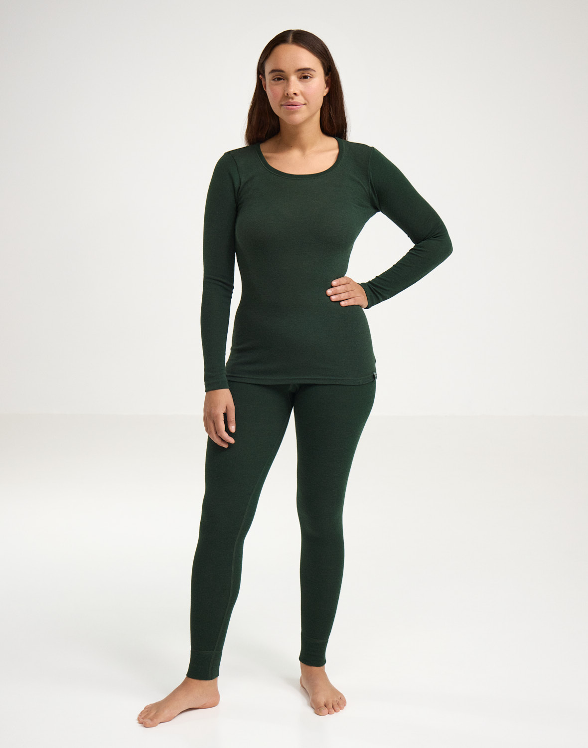 Legging van merinowol voor dames in Kersthart
