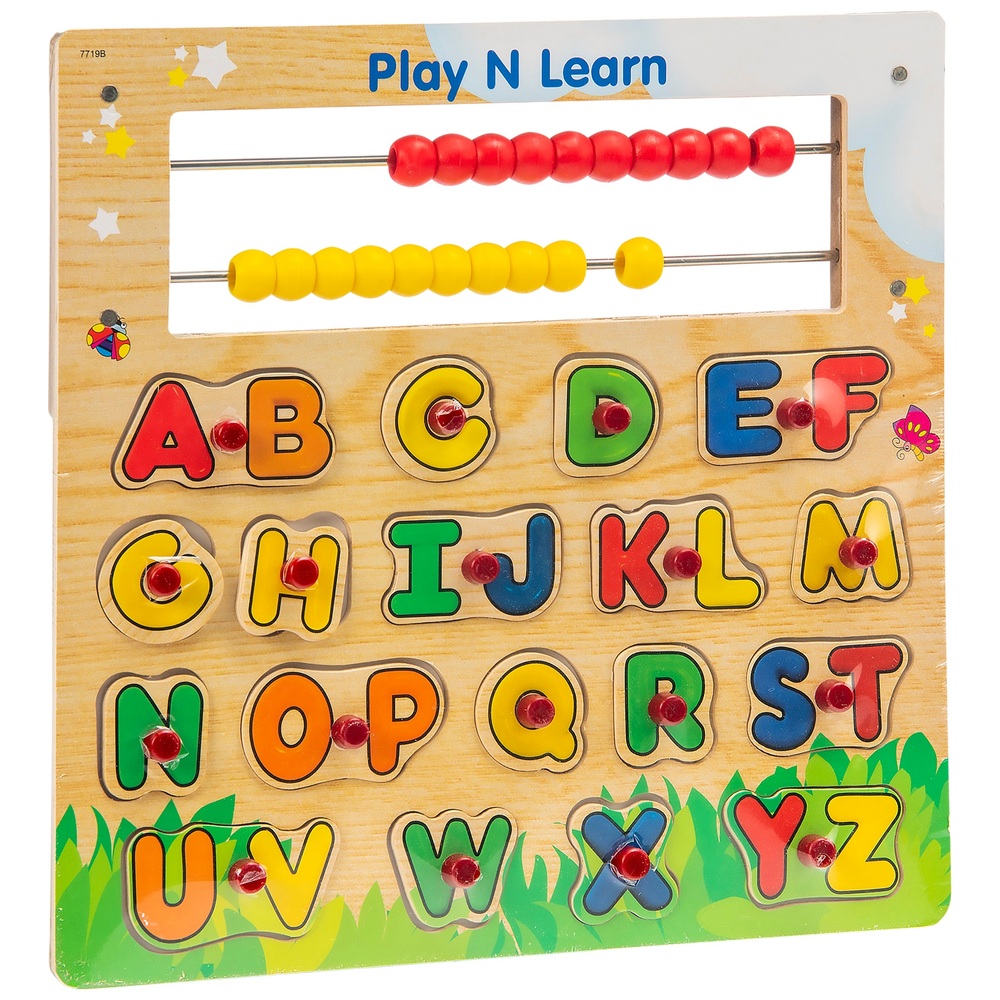 Spielendes Alphabet-Holzpuzzle mit Abakus