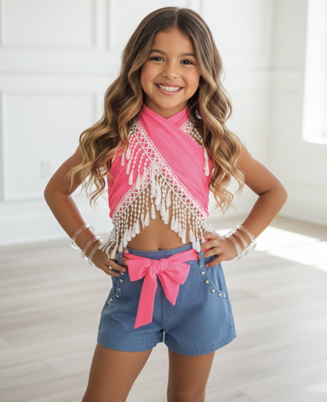 Malibu denim set - roze