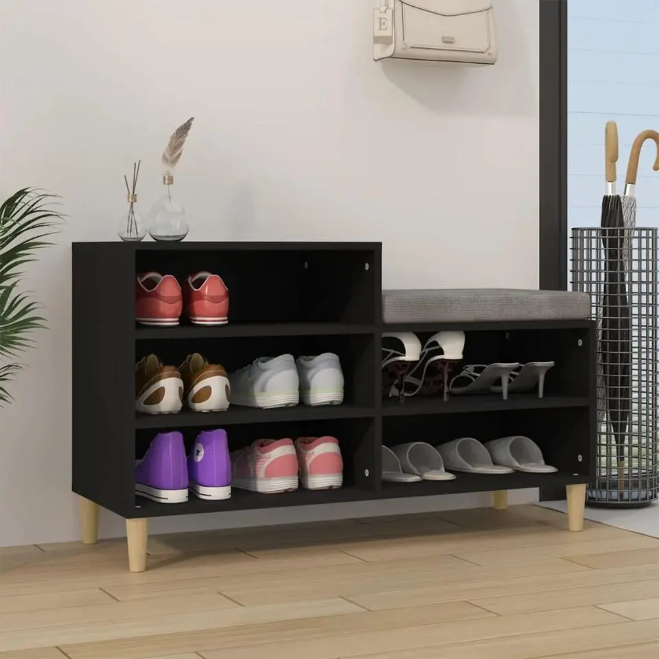 vidaXL - Schoenenrek - Zwart - Bewerkt hout