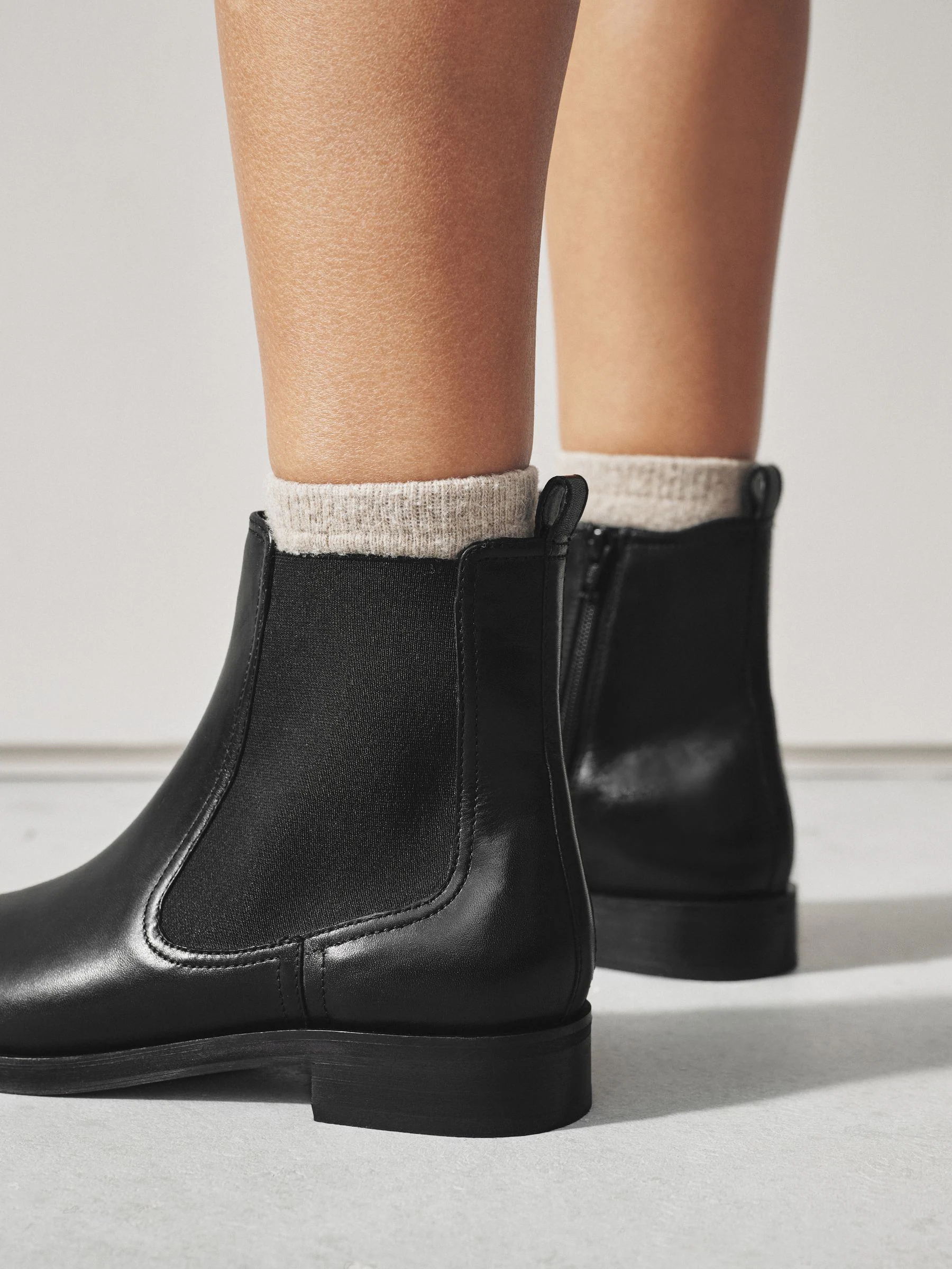 Zwart leer - Forever Comfort® Chelsea-enkellaarzen