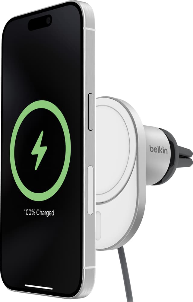 Belkin BoostCharge Pro Qi2 15W magnetisk biloplader (hvid)
