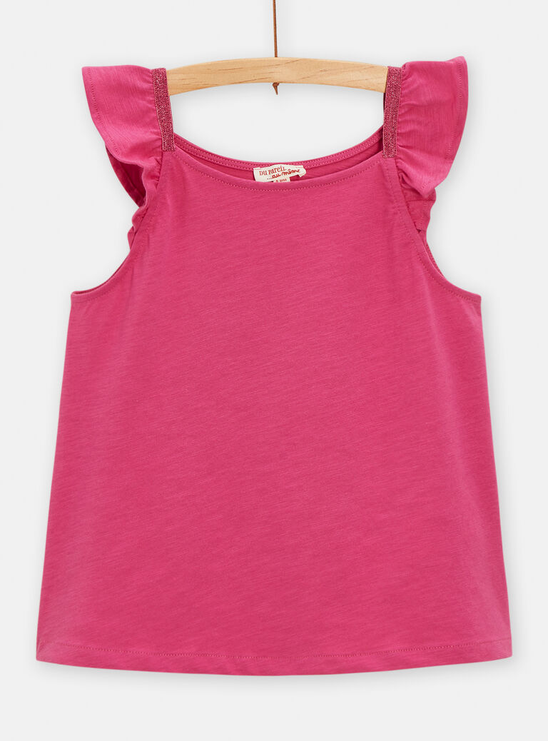 Débardeur fuchsia à volants pour fille