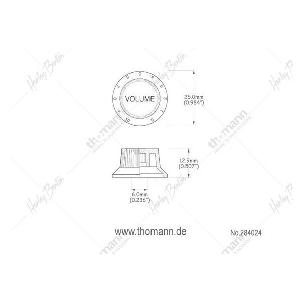 Harley Benton Parts Volume Poti Knob BK