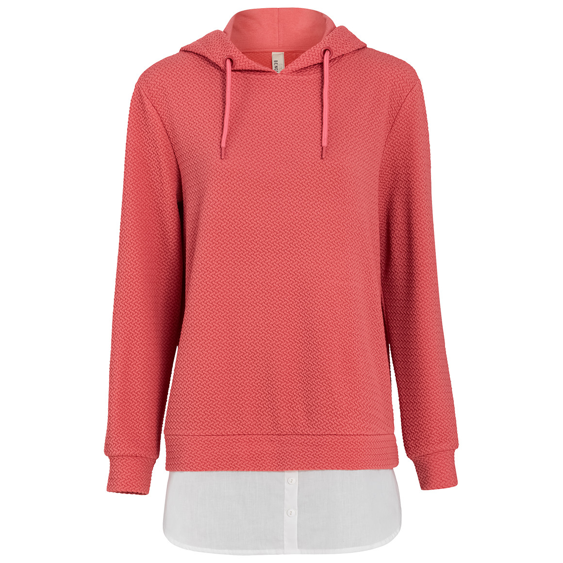 Gina Benotti Damen Hoodie mit Bluseneinsatz hellrot