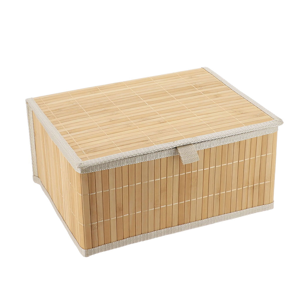 Panier de rangement à rabat bambou 34x16x26cm