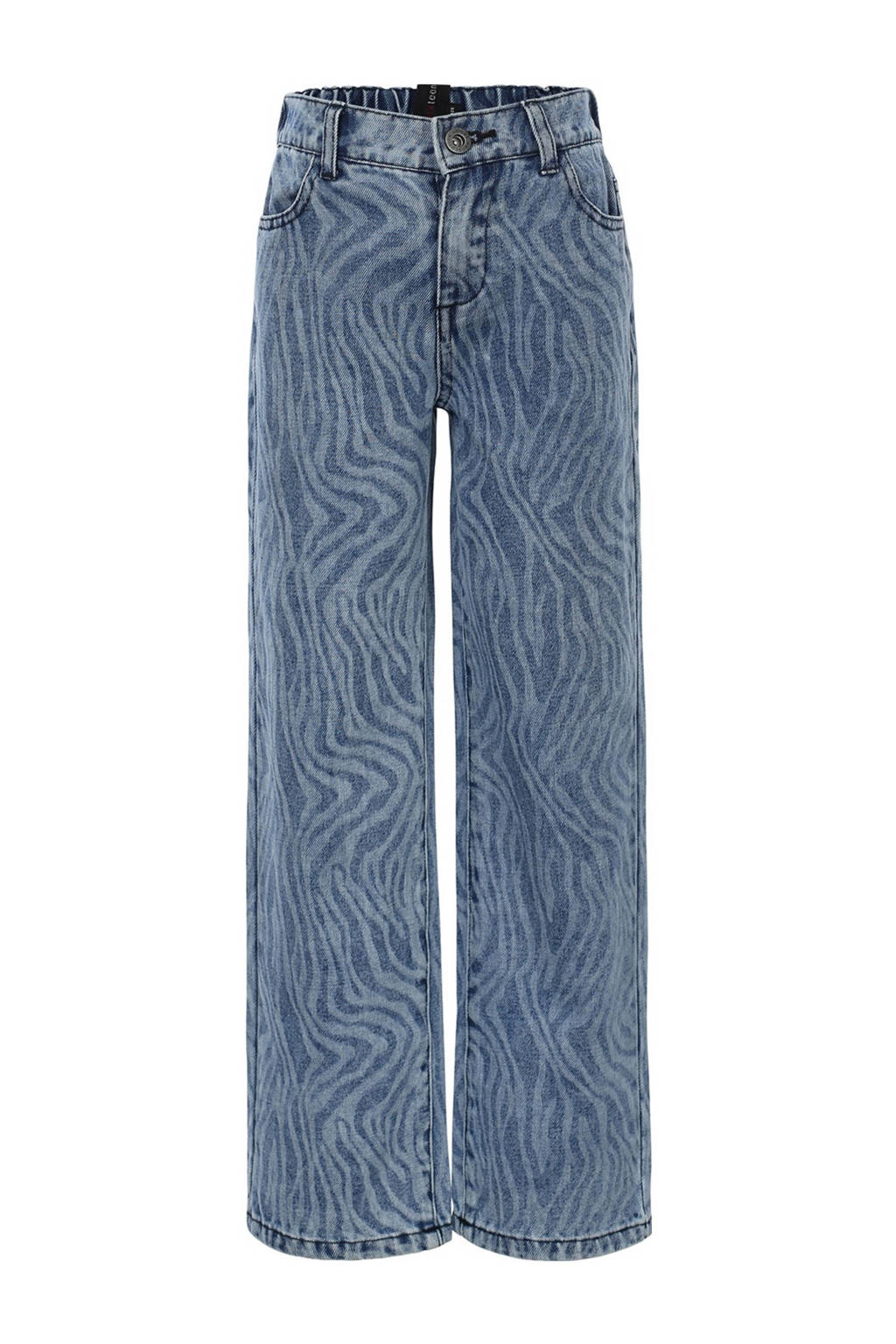 LOOXS loose fit jeans met all over print royal blue