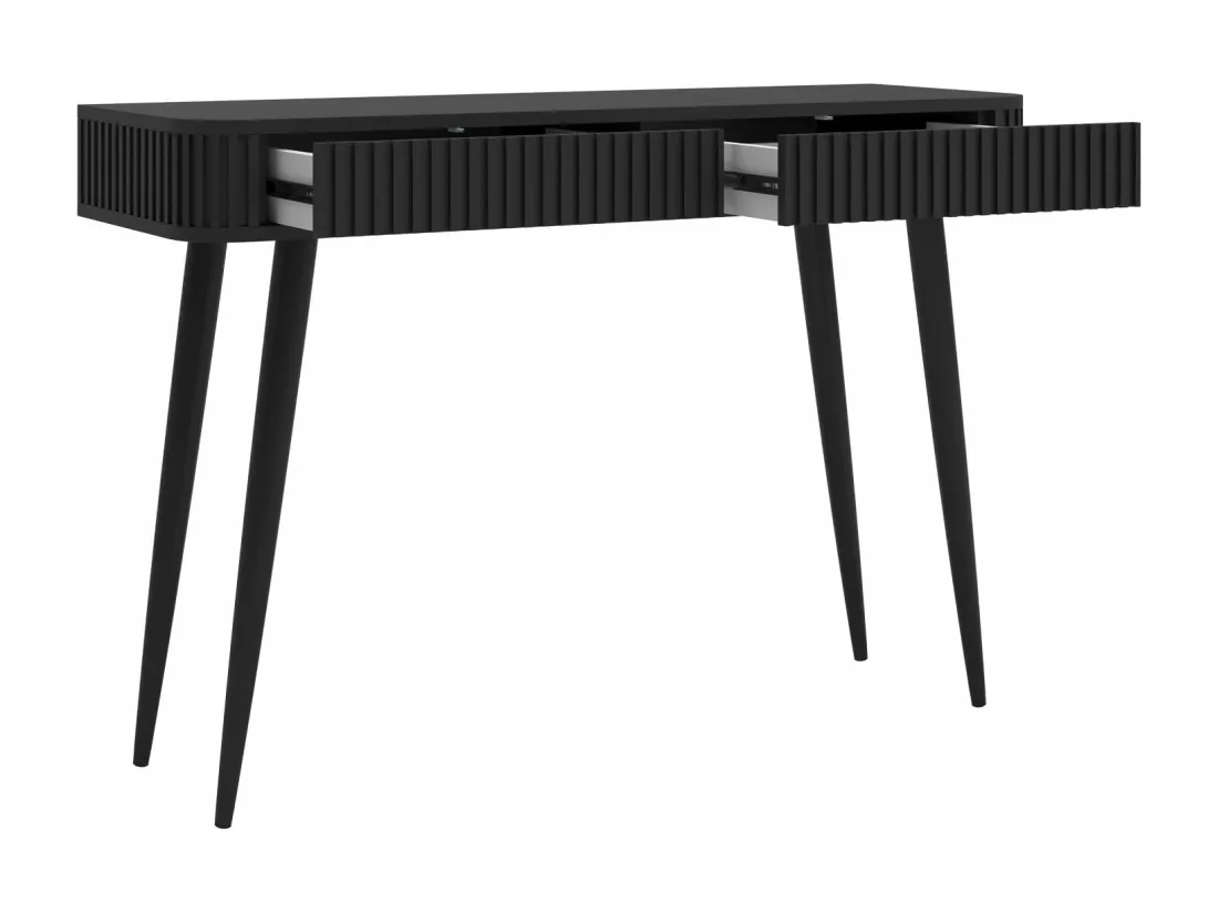 Coiffeuse avec 2 tiroirs et façades cannelées - 113 cm - noir - OVARLO