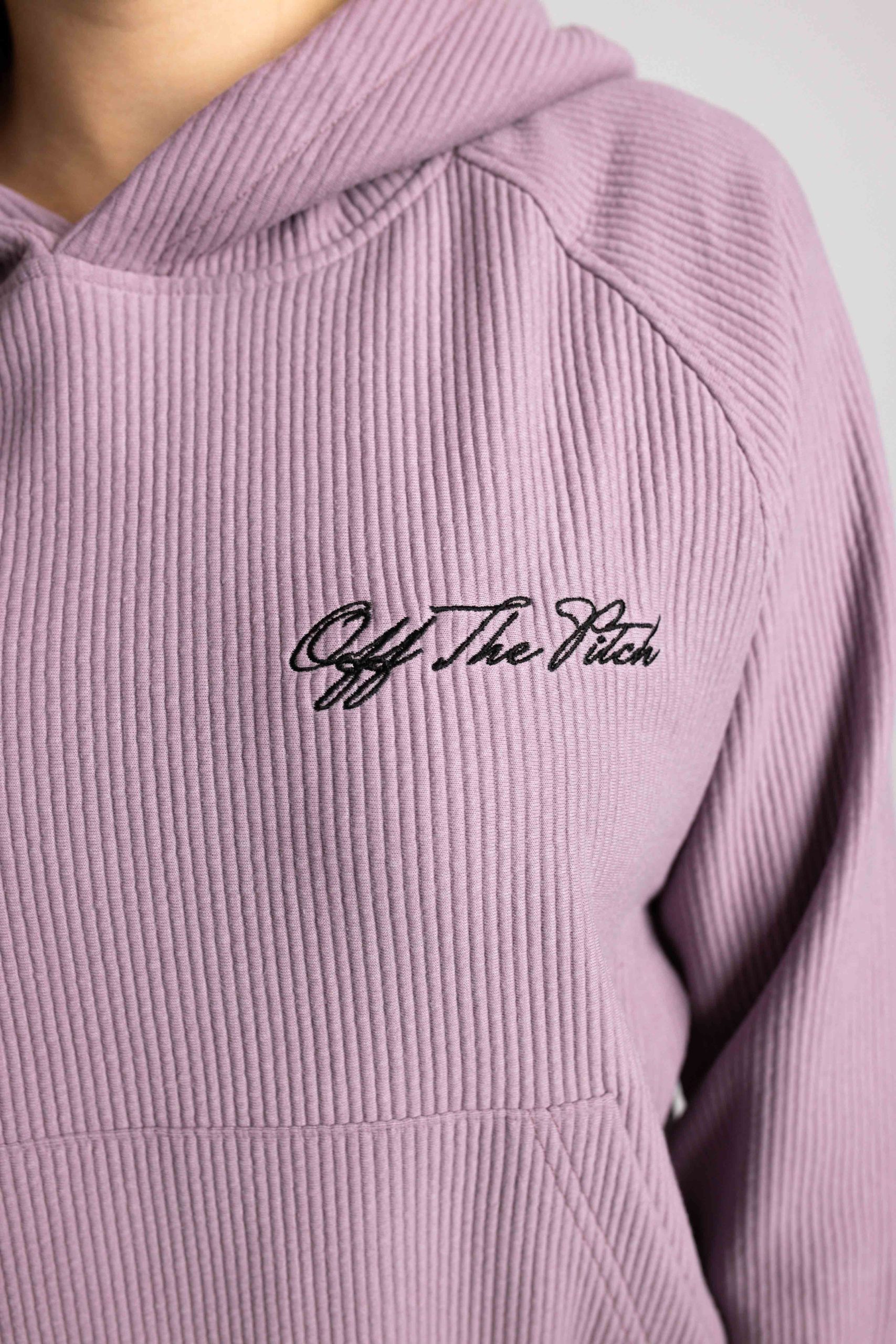 Off The Pitch Script Rib Hoodie Dames Roze
