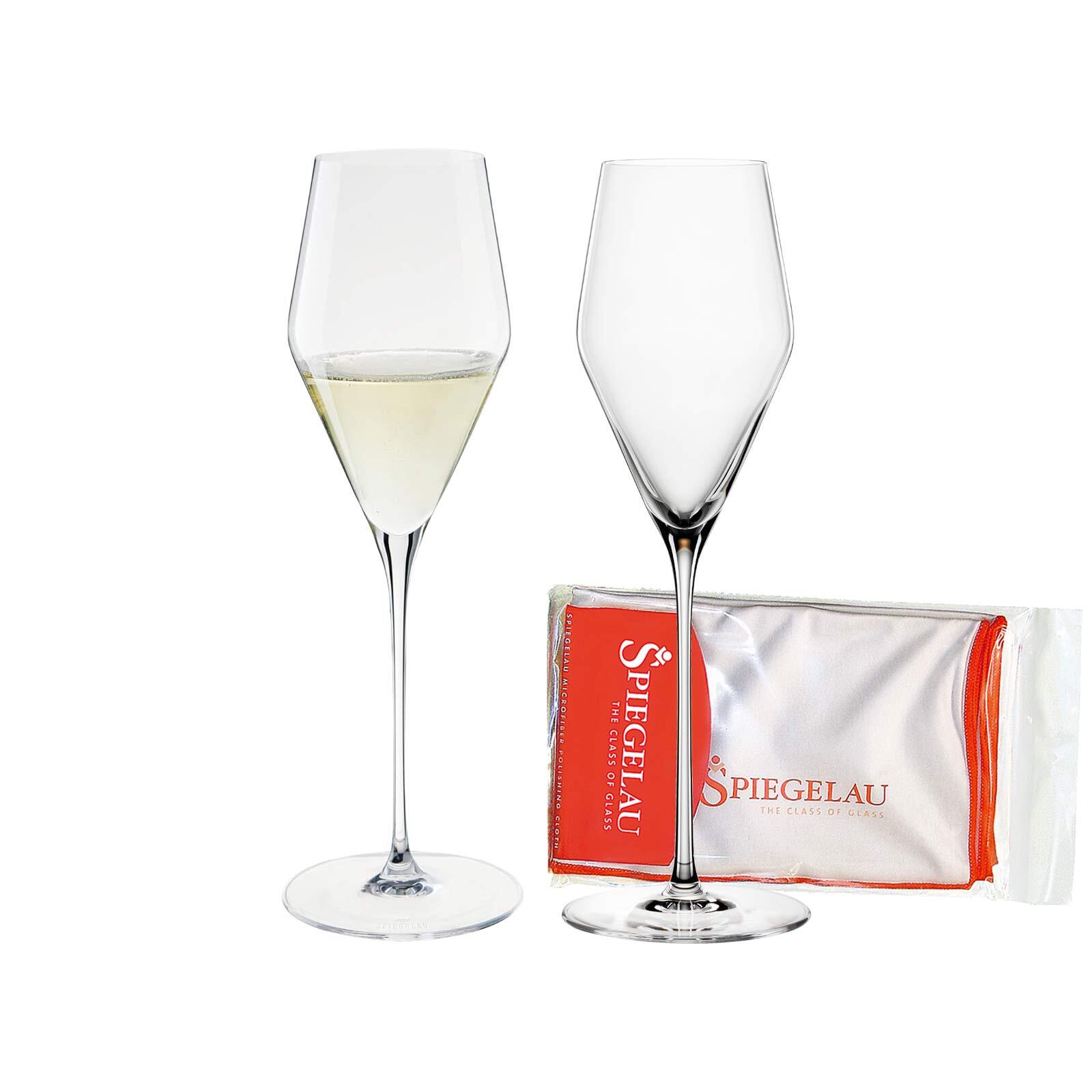 Spiegelau Champagnergläser + Poliertuch Definition 250 ml 2er Set