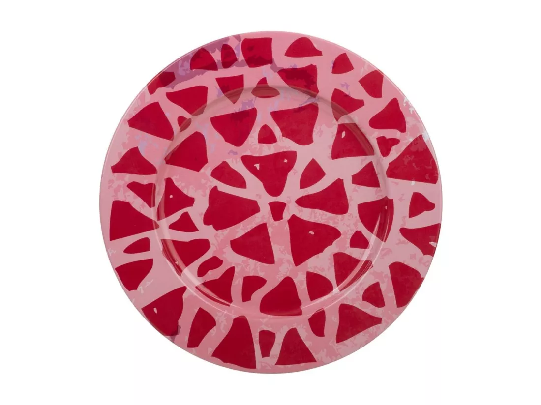 Assiette en métal rose d33x1,5h