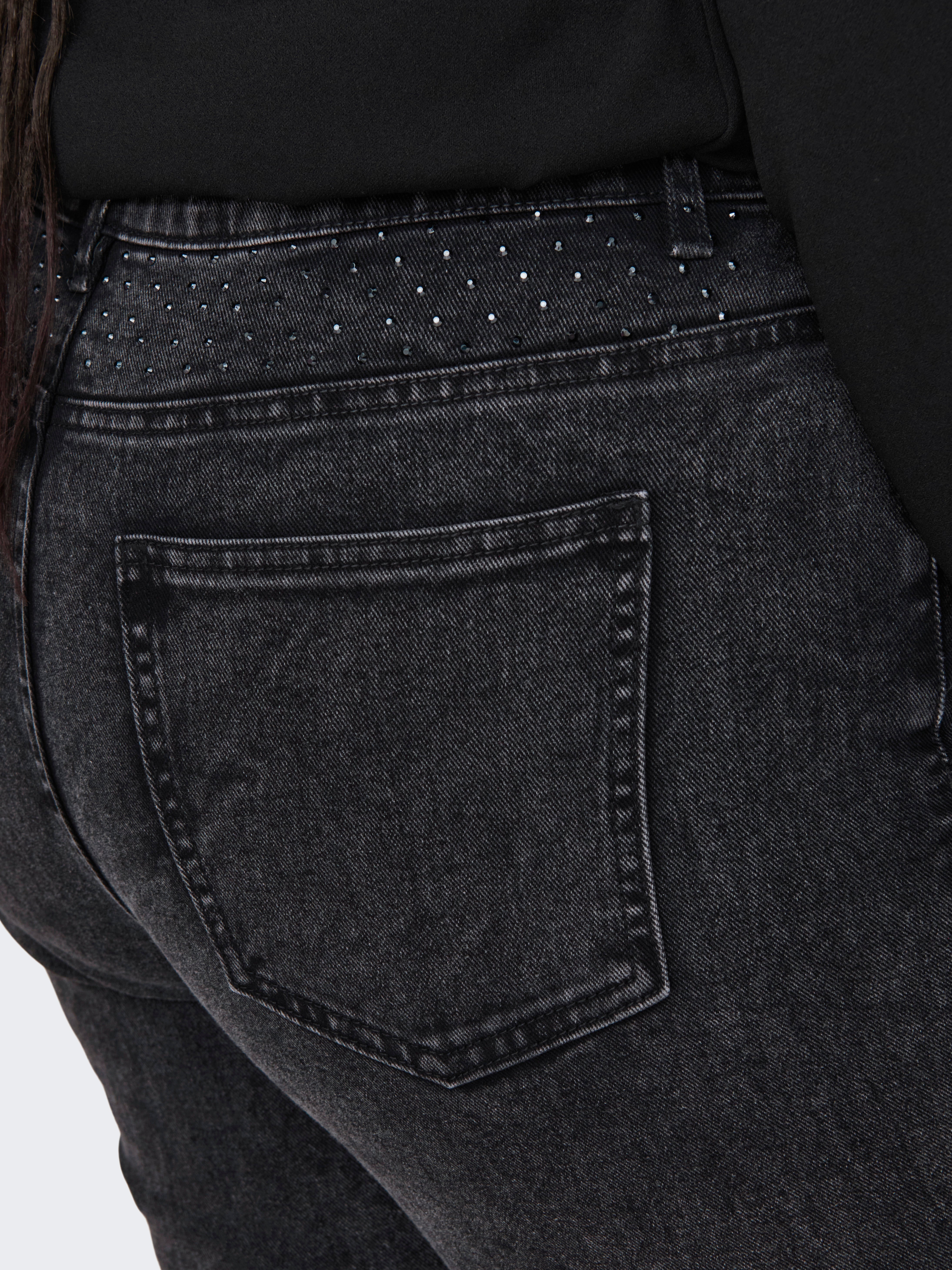 CAREMILY Hohe Taille Gerade geschnitten Jeans Washed Black