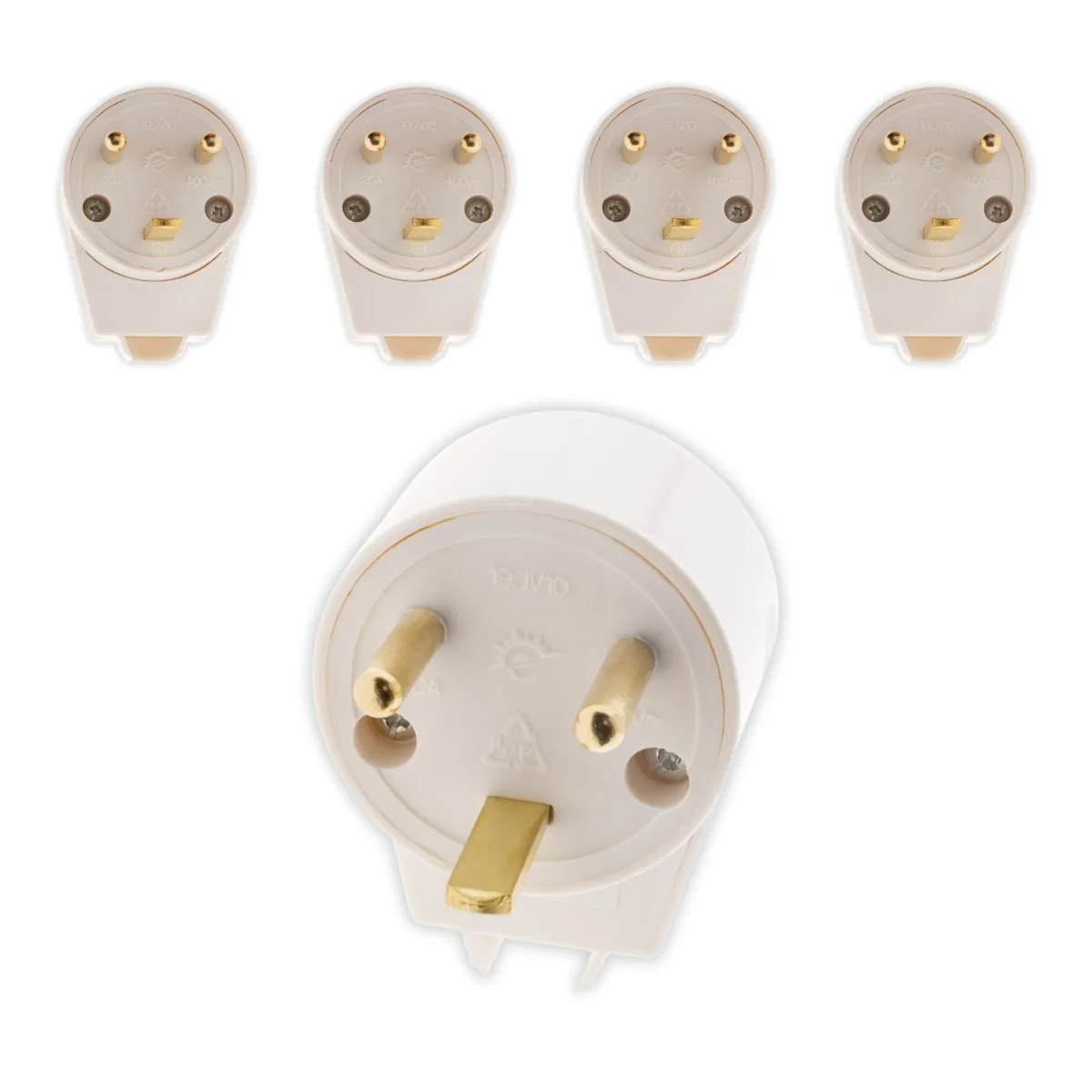 Zenitech Lot de 5 Fiches Mâles 20A - Blanc