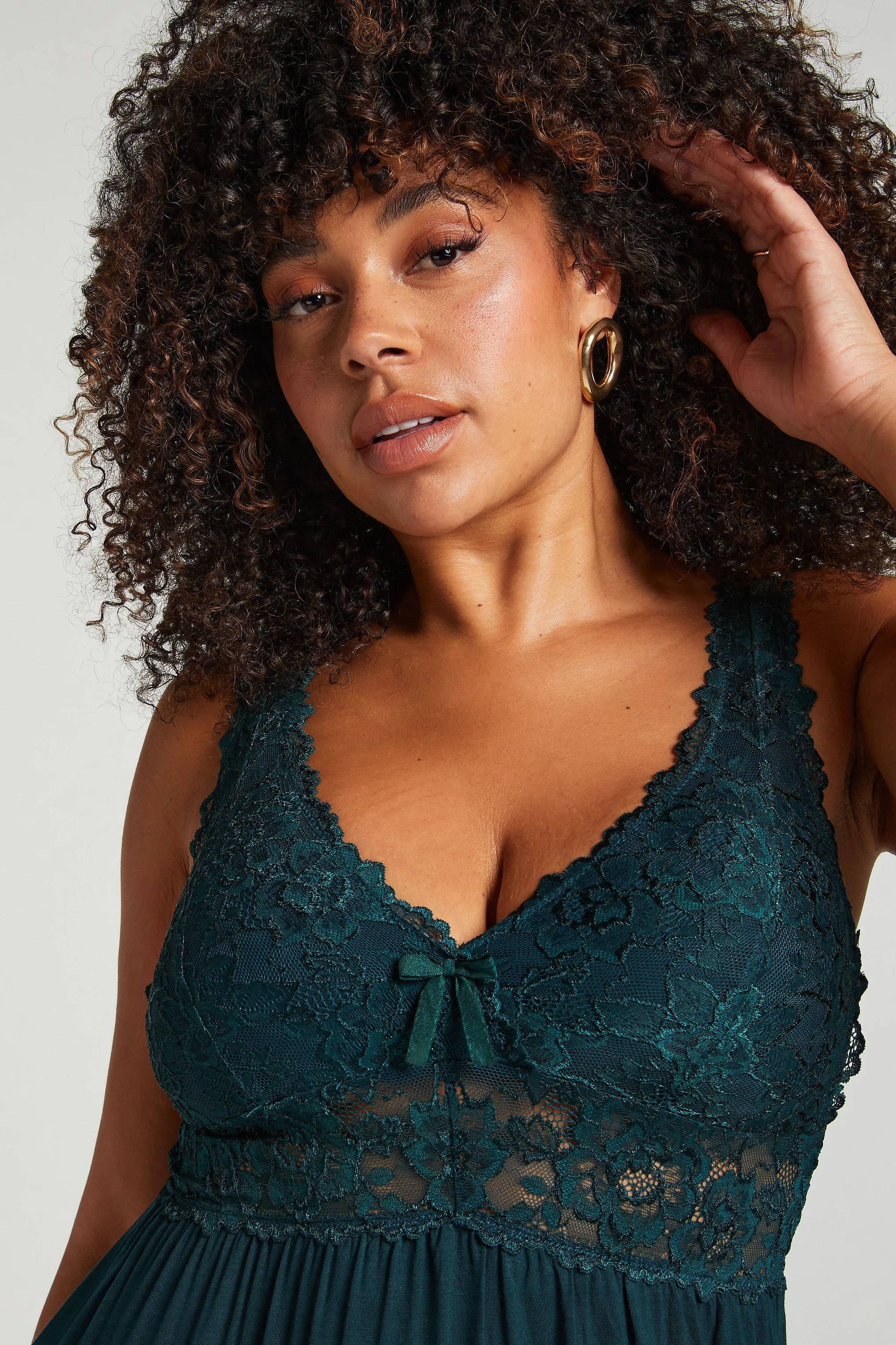 Hunkemöller slipdress Nora donkergroen